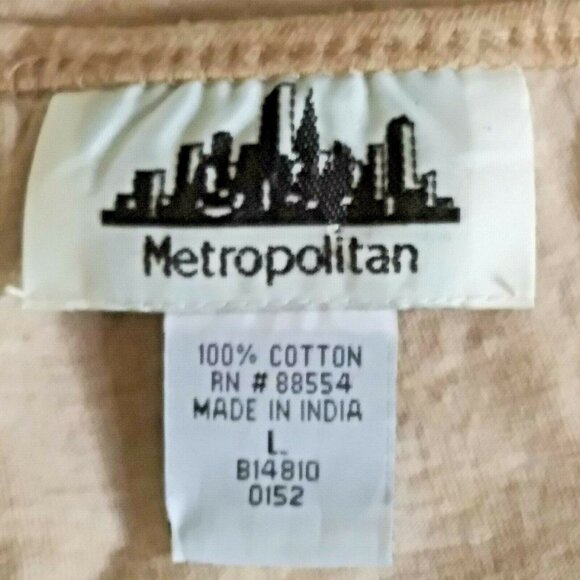 Vintage Metropolitan Beige & Blue Floral 3/4 Sleeve Boho Style Top Size Large - Picture 6 of 6